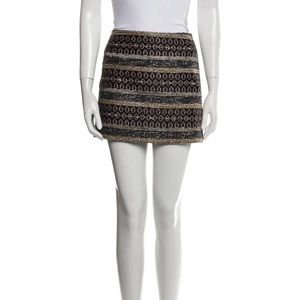 Alice + Olivia Metallic Embroidered  A-Line Mini Skirt